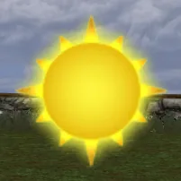 Happy: a bright yellow sun