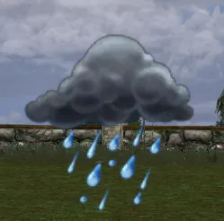 Sad: a grey rain cloud with falling raindrops